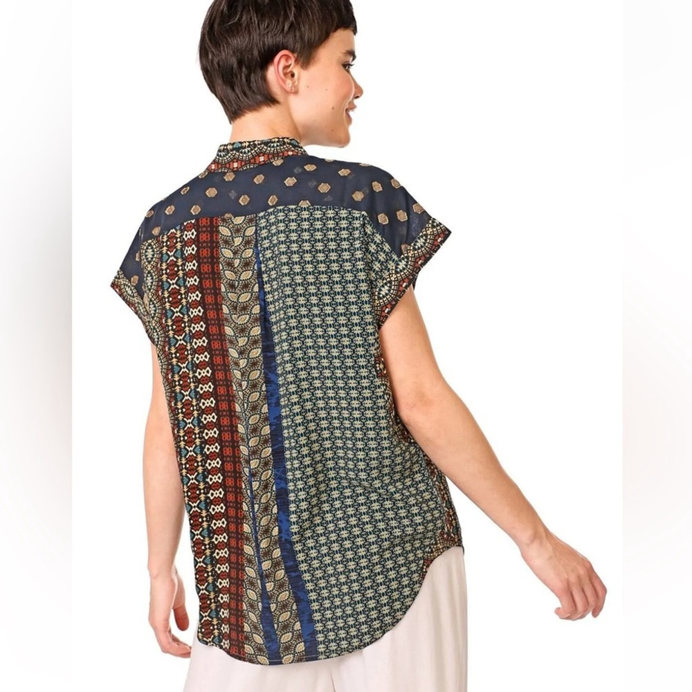 DESIGUAL Patterned loose fit blouse AZHAR SHIRT Aztec print - Picture 4 of 13